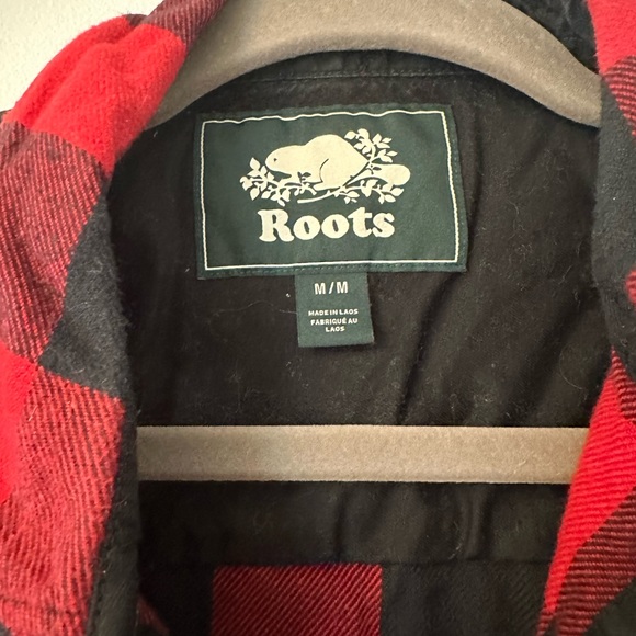 Roots Red and Black Flannel Button Up, Size Medium - Picture 3 of 3
